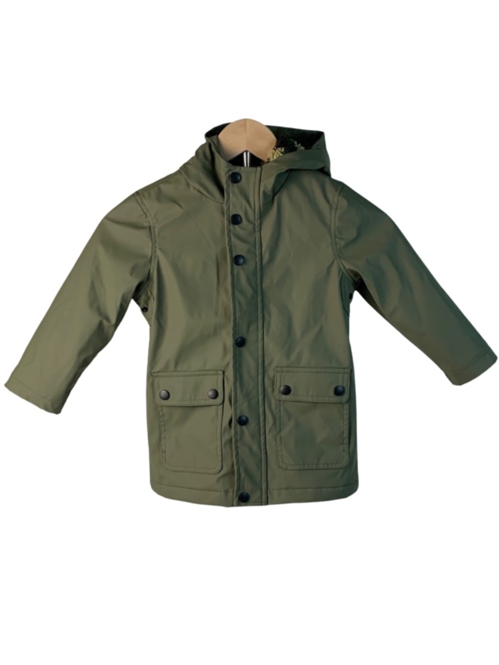 Urban Republic Olive Camo Raincoat Boy's Size 3T Faux Fur Lined Hooded Fall